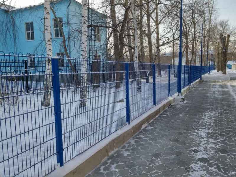 Входная калитка и заборы 2d Estetic. Ограждение деского сада в Согре в г.Усть-Каменогорск