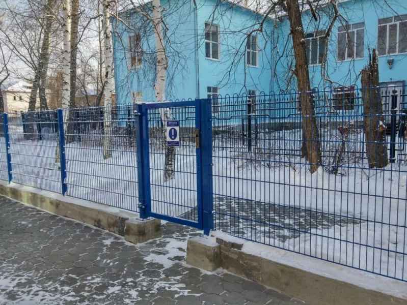 Входная калитка и заборы 2d Estetic. Ограждение деского сада в Согре в г.Усть-Каменогорск